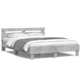 Concrete gray headboard bed frame and LED lights 140x200cm by , Beds and slatted bases - Ref: Foro24-3207549, Price: 151,81 €...