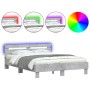 Estructura de cama cabecero y luces LED gris hormigón 140x200cm de , Camas y somieres - Ref: Foro24-3207549, Precio: 151,96 €...