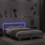Estructura de cama cabecero y luces LED gris hormigón 140x200cm de , Camas y somieres - Ref: Foro24-3207549, Precio: 151,96 €...