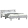 Estructura de cama cabecero y luces LED gris hormigón 140x200cm de , Camas y somieres - Ref: Foro24-3207549, Precio: 151,96 €...