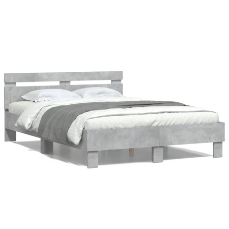 Cama con cabecero madera de ingeniería gris hormigón 120x200 cm de , Camas y somieres - Ref: Foro24-3207430, Precio: 131,13 €...