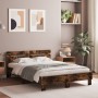 Cama con cabecero madera de ingeniería roble ahumado 135x190 cm de , Camas y somieres - Ref: Foro24-3207445, Precio: 136,49 €...