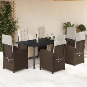 Set comedor de jardín 7 pzas con cojines ratán sintético marrón en Conjuntos de jardín | Comprar online en Foru.es
