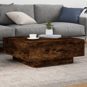 Mesa de centro con luces LED roble ahumado 80x80x31 cm de , Mesas de centro - Ref: Foro24-836592, Precio: 82,74 €, Descuento: %