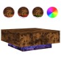 Mesa de centro con luces LED roble ahumado 80x80x31 cm de , Mesas de centro - Ref: Foro24-836592, Precio: 82,74 €, Descuento: %