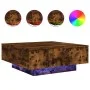 Mesa de centro con luces LED roble ahumado 80x80x31 cm de , Mesas de centro - Ref: Foro24-836592, Precio: 81,66 €, Descuento: %