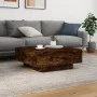 Mesa de centro con luces LED roble ahumado 80x80x31 cm de , Mesas de centro - Ref: Foro24-836592, Precio: 81,66 €, Descuento: %