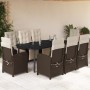 Set comedor para jardín 9 pzas y cojines ratán sintético marrón en Conjuntos de jardín | Comprar online en Foru.es