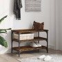 Banco zapatero madera de ingeniería roble ahumado 70x38,5x49 cm de , Bancos para recibidores y almacenamiento - Ref: Foro24-8...