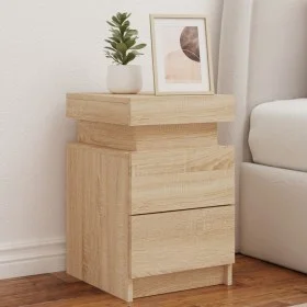Bedside table with LED lights Sonoma oak 35x39x55 cm by , Nightstands - Ref: Foro24-836753, Price: 76,54 €, Discount: %
