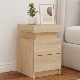 Mesita de noche con luces LED roble Sonoma 35x39x55 cm de , Mesitas de noche - Ref: Foro24-836753, Precio: 78,15 €, Descuento: %