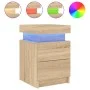 Mesita de noche con luces LED roble Sonoma 35x39x55 cm de , Mesitas de noche - Ref: Foro24-836753, Precio: 76,54 €, Descuento: %