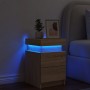 Mesita de noche con luces LED roble Sonoma 35x39x55 cm de , Mesitas de noche - Ref: Foro24-836753, Precio: 78,15 €, Descuento: %