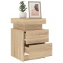 Mesita de noche con luces LED roble Sonoma 35x39x55 cm de , Mesitas de noche - Ref: Foro24-836753, Precio: 78,15 €, Descuento: %
