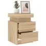 Mesita de noche con luces LED roble Sonoma 35x39x55 cm de , Mesitas de noche - Ref: Foro24-836753, Precio: 76,54 €, Descuento: %
