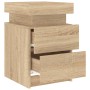 Mesita de noche con luces LED roble Sonoma 35x39x55 cm de , Mesitas de noche - Ref: Foro24-836753, Precio: 78,15 €, Descuento: %