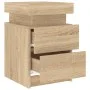 Mesita de noche con luces LED roble Sonoma 35x39x55 cm de , Mesitas de noche - Ref: Foro24-836753, Precio: 76,54 €, Descuento: %
