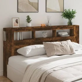 LED headboard engineered wood smoked oak 200x18.5x103.5 cm by , Headboards and footboards - Ref: Foro24-837369, Price: 104,57...