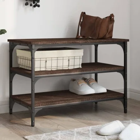 Engineered wood oak brown shoe bench 70x38.5x49 cm by , Benches for halls and storage - Ref: Foro24-839042, Price: 48,61 €, D...