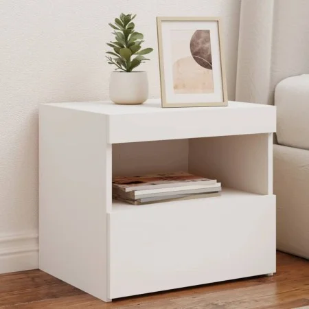 Mesitas de noche con luces LED 2 unidades blanco 50x40x45 cm de , Mesitas de noche - Ref: Foro24-836764, Precio: 113,09 €, De...
