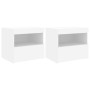 Mesitas de noche con luces LED 2 unidades blanco 50x40x45 cm de , Mesitas de noche - Ref: Foro24-836764, Precio: 115,48 €, De...