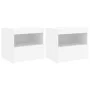Mesitas de noche con luces LED 2 unidades blanco 50x40x45 cm de , Mesitas de noche - Ref: Foro24-836764, Precio: 113,09 €, De...