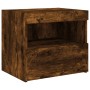 Mesitas de noche con luces LED 2 uds roble ahumado 50x40x45 cm de , Mesitas de noche - Ref: Foro24-836772, Precio: 89,12 €, D...