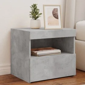 Mesitas de noche con luces LED 2 uds gris hormigón 50x40x45 cm de , Mesitas de noche - Ref: Foro24-836770, Precio: 78,48 €, D...