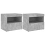 Mesitas de noche con luces LED 2 uds gris hormigón 50x40x45 cm de , Mesitas de noche - Ref: Foro24-836770, Precio: 79,42 €, D...
