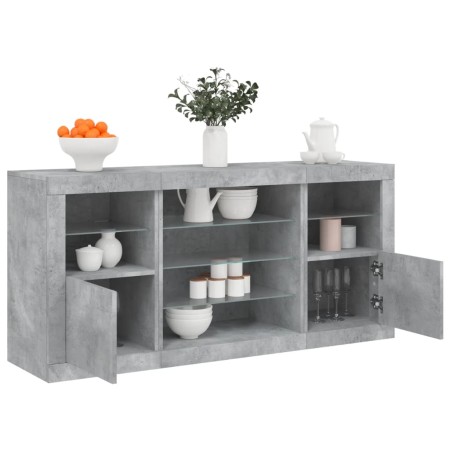 Aparador con luces LED gris hormigón 142,5x37x67 cm de , Aparadores - Ref: Foro24-3209089, Precio: 172,74 €, Descuento: %