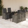 Set comedor de jardín 5 piezas con cojines ratán sintético gris en Conjuntos de jardín | Comprar online en Foru.es