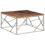 Mesa de centro de acero inoxidable plateado y madera maciza de , Mesas de centro - Ref: Foro24-349949, Precio: 136,52 €, Desc...
