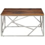 Mesa de centro de acero inoxidable plateado y madera maciza de , Mesas de centro - Ref: Foro24-349949, Precio: 136,52 €, Desc...