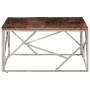 Mesa de centro de acero inoxidable plateado y madera maciza de , Mesas de centro - Ref: Foro24-349949, Precio: 136,52 €, Desc...