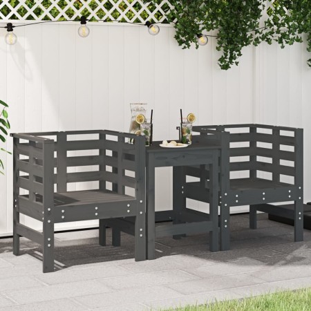Sillas de jardín 2 uds madera maciza pino gris 61,5x53x71 cm de , Sillas de jardín - Ref: Foro24-825130, Precio: 149,23 €, De...