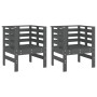 Sillas de jardín 2 uds madera maciza pino gris 61,5x53x71 cm de , Sillas de jardín - Ref: Foro24-825130, Precio: 149,23 €, De...