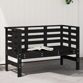 Banco de jardín madera maciza de pino negro 111,5x53x71 cm de , Bancos de jardín - Ref: Foro24-825139, Precio: 78,58 €, Descu...