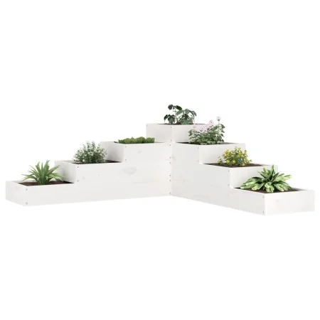 Jardinera 4 niveles madera maciza pino blanca 106x104,5x36 cm de , Maceteros y jardineras - Ref: Foro24-825325, Precio: 98,78...