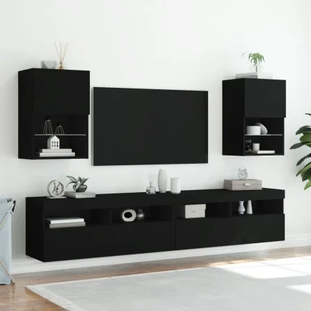 Muebles de TV con luces LED 2 uds negro 40,5x30x60 cm de , Muebles TV - Ref: Foro24-837032, Precio: 82,00 €, Descuento: %