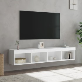 Muebles de TV con luces LED 2 uds blanco 80x30x30 cm de , Muebles TV - Ref: Foro24-837142, Precio: 74,06 €, Descuento: %