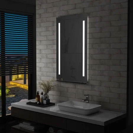 Espejo de pared de baño con LED y estante 60x100 cm de vidaXL, Espejos - Ref: Foro24-144716, Precio: 78,35 €, Descuento: %