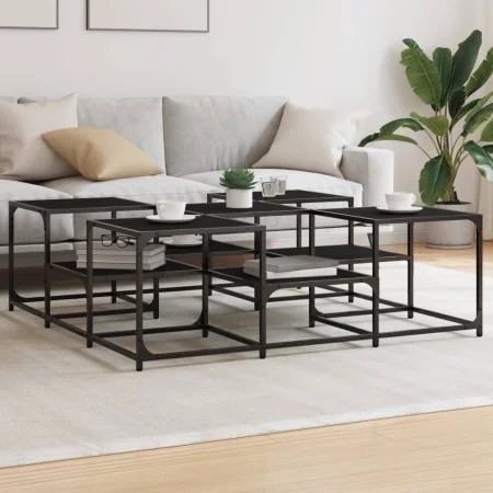 Mesa de centro madera de ingeniería negro 121x121x40 cm de , Mesas de centro - Ref: Foro24-839068, Precio: 72,26 €, Descuento: %