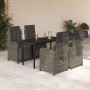 Set comedor de jardín 5 piezas con cojines ratán sintético gris en Conjuntos de jardín | Comprar online en Foru.es