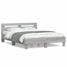Cama con cabecero madera de ingeniería gris Sonoma 140x190 cm de , Camas y somieres - Ref: Foro24-3207439, Precio: 174,85 €, ...