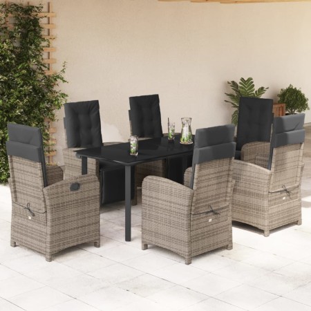 Set comedor jardín 7 pzas y cojines ratán sintético gris en Conjuntos de jardín | Comprar online en Foru.es
