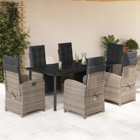 Set comedor jardín 7 pzas y cojines ratán sintético gris en Conjuntos de jardín | Comprar online en Foru.es