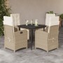 Set comedor de jardín 5 pzas con cojines ratán sintético beige en Conjuntos de jardín | Comprar online en Foru.es