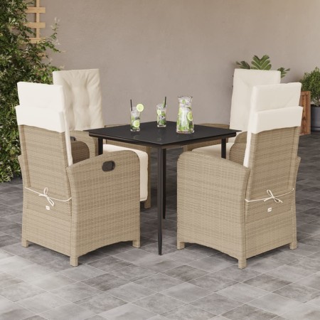 Set comedor de jardín 5 pzas con cojines ratán sintético beige en Conjuntos de jardín | Comprar online en Foru.es