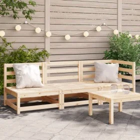 Solid pine wood 3-seater garden sofa by , Modular outdoor sofas - Ref: Foro24-837949, Price: 159,49 €, Discount: %