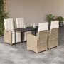 Set comedor de jardín 5 pzas con cojines ratán sintético beige en Conjuntos de jardín | Comprar online en Foru.es